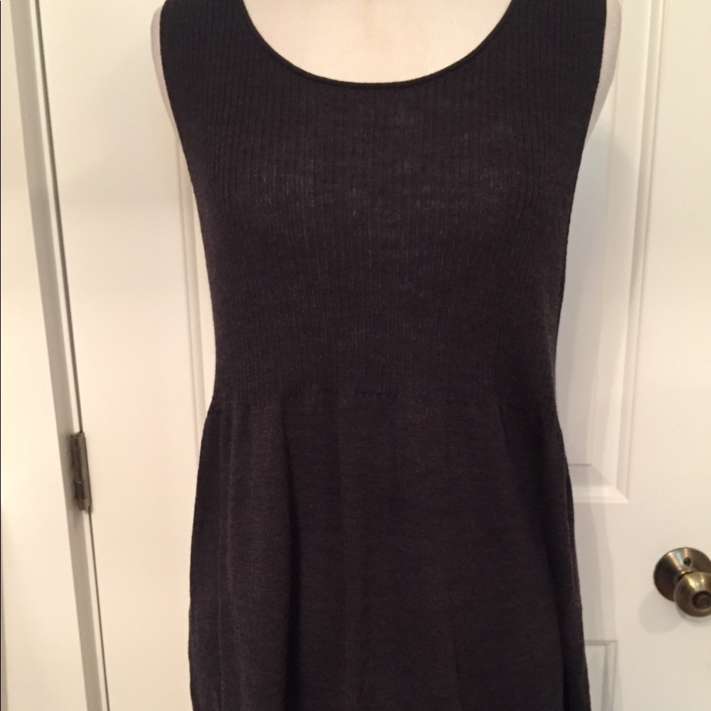 EILEEN FISHER SWEATER SCOOP NECK GRAY BABY DOLL SLEEVELESS S Fit no tag